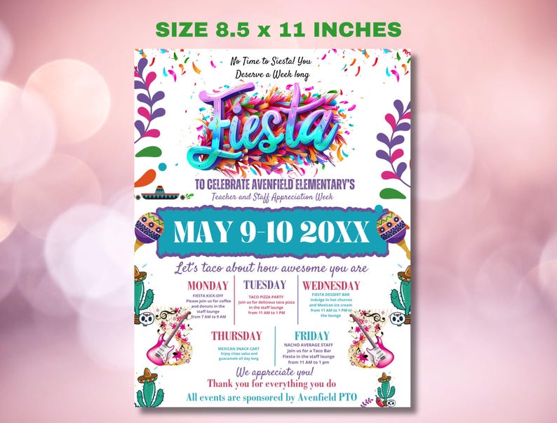 Editable Mexican Fiesta Theme Teacher & Staff Appreciation Theme Fiesta ...