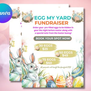 Inzamelingsflyer Egg My Yard: bewerkbare PTO-sjabloon voor Pasen (canva)