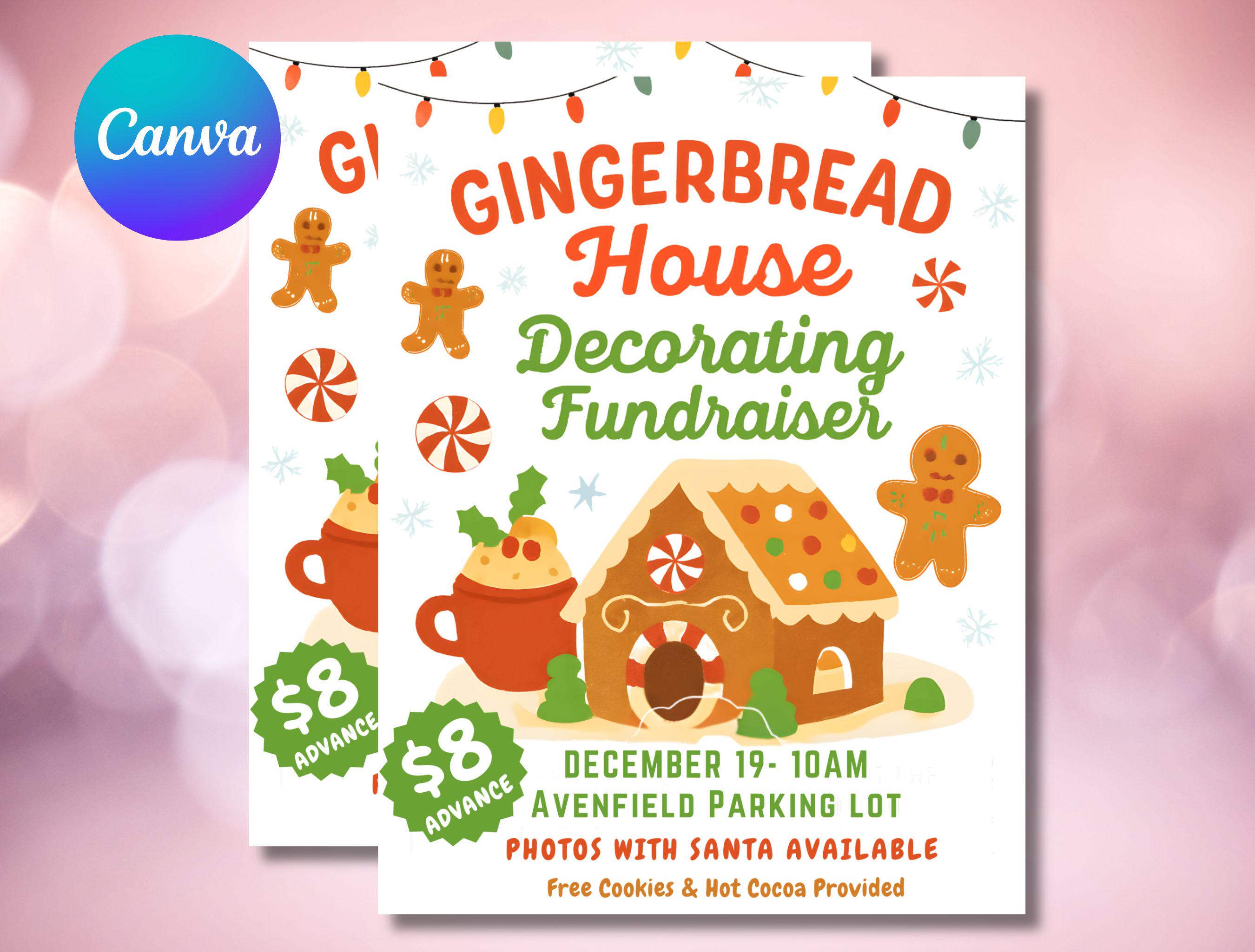 gingerbread house decorating fundraiser flyer: church pta pto