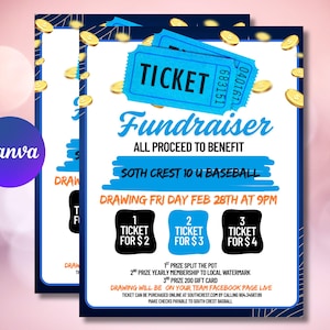 Editable Raffle Fundraiser Flyer: School PTA Charity Event (Canva Template, 8.5x11 inches)