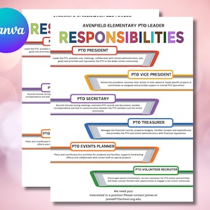 PTA PTO Board Recruitment Flyer: Editable Canva Template (8.5x11 inches)