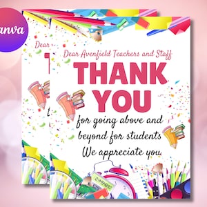 Teacher Appreciation Gift Thank You Teacher Gift Tag School Printable Gift  Editable Canva Template Instant Digital Download
