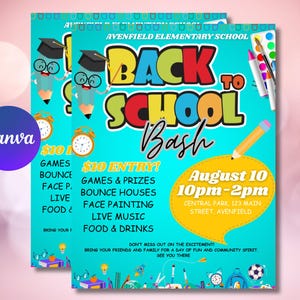 Back to School Bash Flyer: Editable Canva Template (8.5x11 inches)