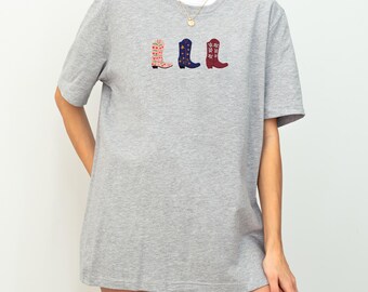Cowgirl Boots Tee| Western Fashion, Gift For Her, Country Girl Shirt, Trendy Oversized TShirt, Rodeo Top, Fall Style TShirt, Texas Boots Top