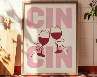 CIN CIN - Premium Matte Papier Poster (Ungerahmt) Italienisches Poster Zitat Design Boho Eclectic Typografie