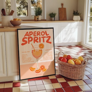 Cóctel Aperol Spritz - Póster de papel mate sin marco Arte de pared de barra de cocina maximalista Diseño moderno Interior bohemio ecléctico