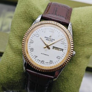 Vintage 1990's Breitling 25 Jewels Automatic Swiss Made Men's Watch, Handmade Band