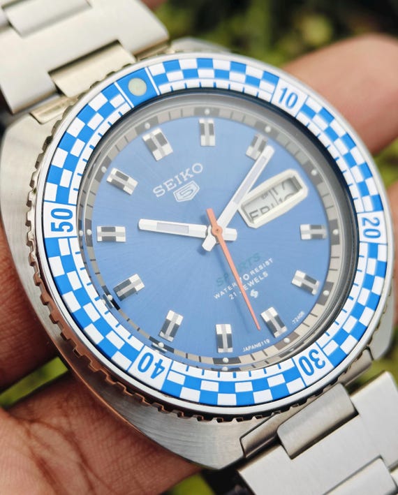 Vintage Seiko 5 Sports Automatic Rally Diver 6119-7173 Blue