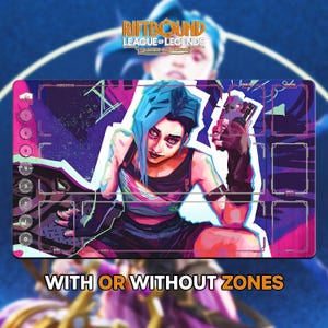 Origins JINX Playmat | Riftbound League of Legends TCG (24x14 inches) | Stitched Edges