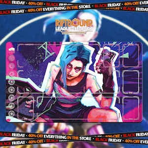 Origins JINX Playmat | Riftbound League of Legends TCG (24x14 inches) | Stitched Edges