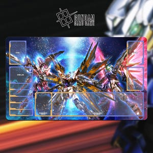 Gundam Destiny | Gundam TCG Playmat - With or Without Zones | TCG Playmat | Trading Card Game Playmat | 14x24inch (60x35cm) | HD Print