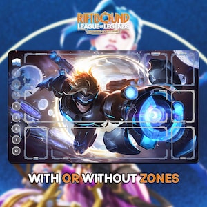 Pulsefire Ezreal Playmat | Riftbound League of Legends TCG (24x14 inches) | Stitched Edges