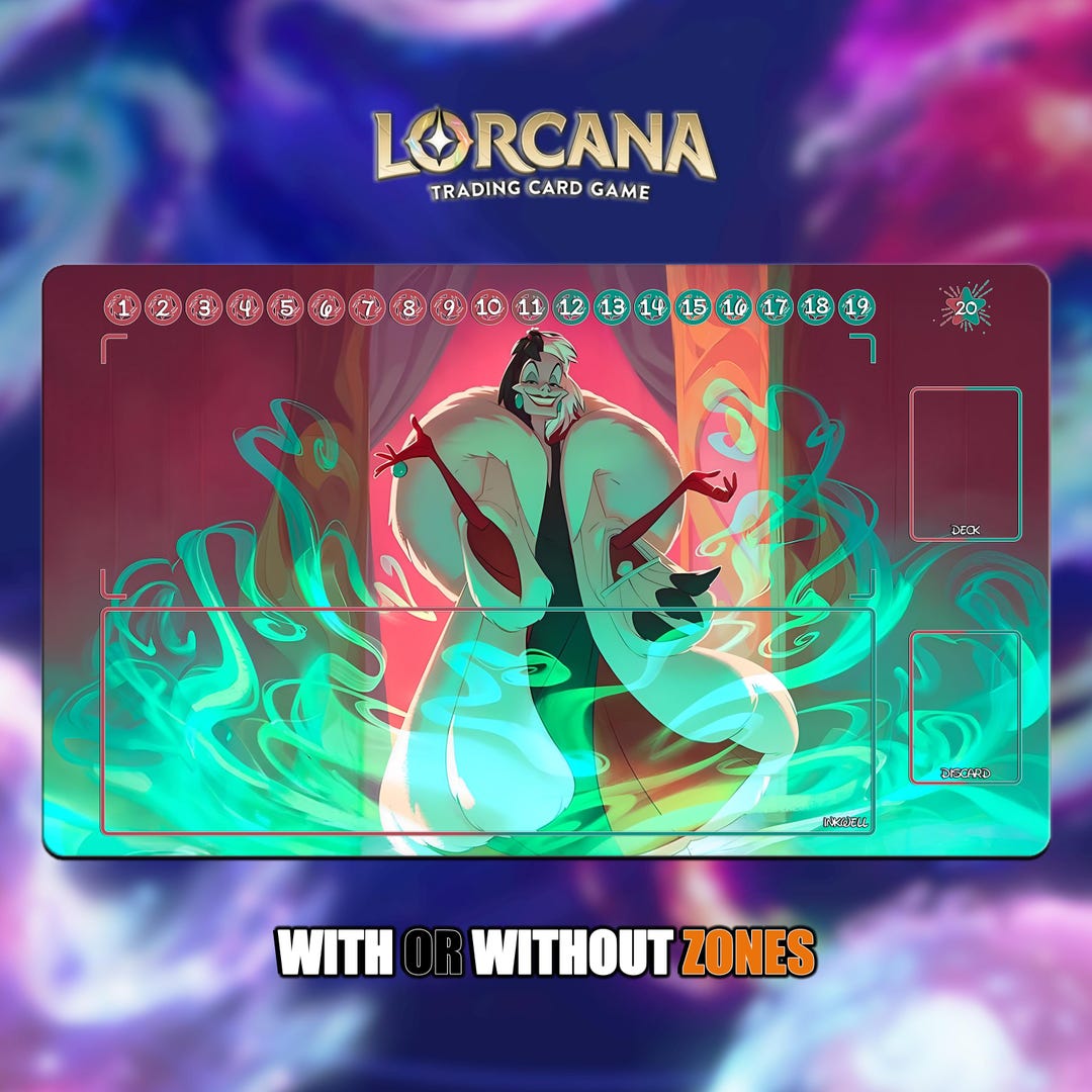 Cruella De Vil | Lorcana Playmat - With or Without Zones | TCG Playmat ...