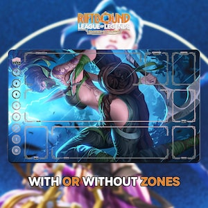 Akali&#39;s rise Playmat | Riftbound League of Legends TCG (24x14 inches) | Stitched Edges