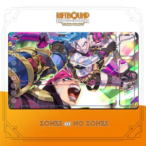 Jinx X VI 2XKO Playmat | Riftbound League of Legends TCG (24x14 inches) | Stitched Edges