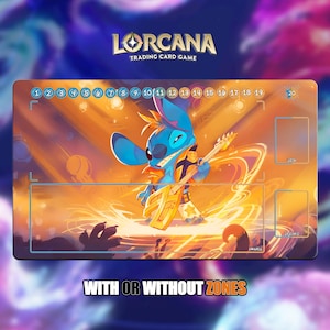 Stitch Rockstar | Lorcana Playmat - With or Without Zones | TCG Playmat | Trading Card Game Playmat | 14x24inch (60x35cm) | HD Print