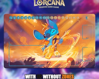 Stitch Rockstar | Lorcana Playmat - With or Without Zones | TCG Playmat | Trading Card Game Playmat | 14x24inch (60x35cm) | HD Print
