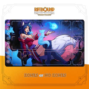 Ahri 2XKO Playmat | Riftbound League of Legends TCG (24x14 inches) | Stitched Edges