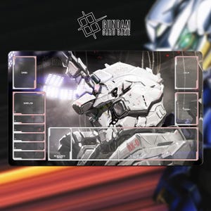 B&W - RX-0 Unicorn Gundam | Gundam TCG Playmat - With or Without Zones | TCG Playmat | Trading Card Game Playmat | 14x24inch (60x35cm) |