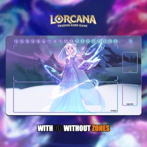 Elsa - Snow QUEEN | Lorcana Playmat - With or Without Zones | TCG Playmat | Trading Card Game Playmat | 14x24inch (60x35cm) | HD Print