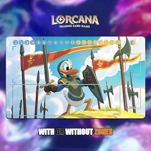 Donald Duck - Warrior | Lorcana Playmat - With or Without Zones | TCG Playmat | Trading Card Game Playmat | 14x24inch (60x35cm) | HD Print