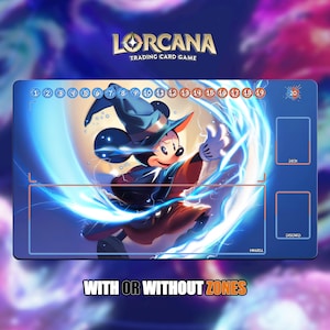 Mickey the Sorcerer  | Lorcana Playmat - With or Without Zones | TCG Playmat | Trading Card Game Playmat | 14x24inch (60x35cm) | HD Print