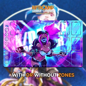 KDA Akali Playmat | Riftbound League of Legends TCG (24x14 inches) | Stitched Edges