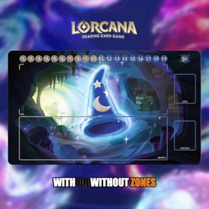 The Sorcerer | Lorcana Playmat - With or Without Zones | TCG Playmat | Trading Card Game Playmat | 14x24inch (60x35cm) | HD Print