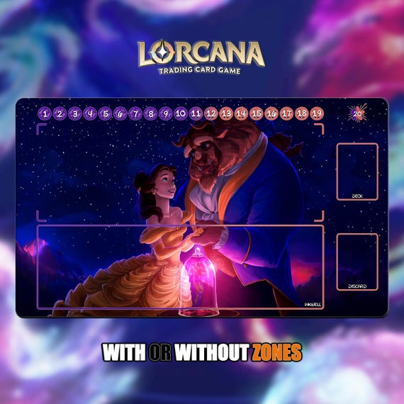 lorcana beauty and the beast cards Belle - Accomplished Mystic - Disney Promo foil Tragic Hero Beast card (#173) from Disney Lorcana Rise of the Floodborn set. LORCANA Disneyland DCA EXCLUSIVE Promo
