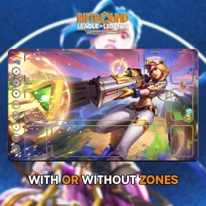 Arcade Caitlyn Playmat | Riftbound League of Legends TCG (24x14 inches) | Stitched Edges