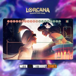 Aladdin and Jasmine | Lorcana Playmat - With or Without Zones | TCG Playmat | Trading Card Game Playmat | 14x24inch (60x35cm) | HD Print