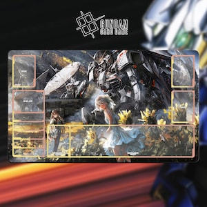 Sunflower Gundam | Gundam TCG Playmat - With or Without Zones | TCG Playmat | Trading Card Game Playmat | 14x24inch (60x35cm) | HD Print