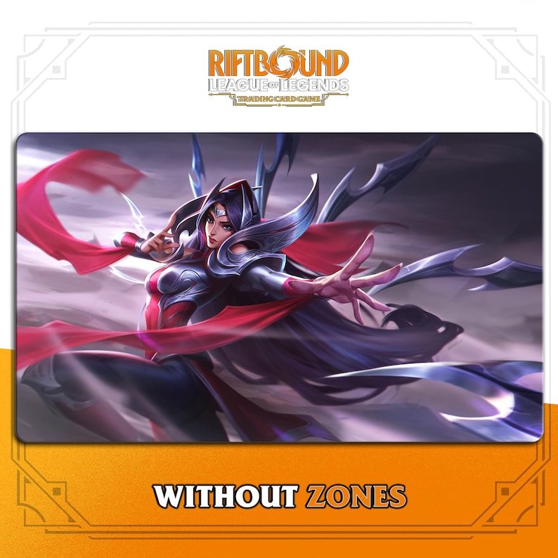 Transparent Background Riftbound Character Irelia LOL Playmat | Riftbound League of Legends TCG (24x14 Inches ...