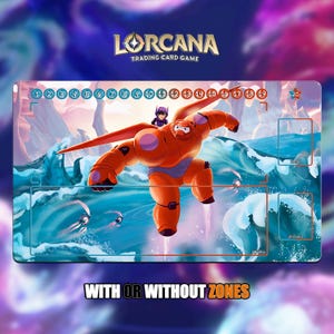 Baymax X Hiro | Lorcana Playmat - With or Without Zones | TCG Playmat | Trading Card Game Playmat | 14x24inch (60x35cm) | HD Print