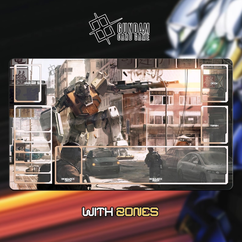 Gundam TCG Playmat | Gundam RGM-79 | 14x24inch (60x35cm) | Stitched Edge image 2
