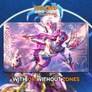 Star Guardian Kai&#39;Sa Playmat | Riftbound League of Legends TCG (24x14 inches) | Stitched Edges