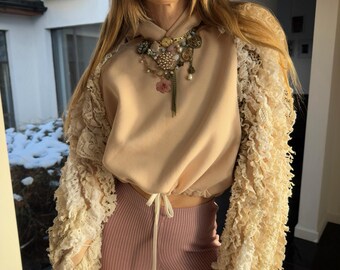 upcycled ruffle hoodie