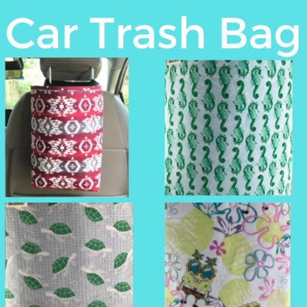Reusable Trash bag, bin, receptacle, organizer for Car, Boat or RV, Eco Friendly, Under the Sea theme fabric  with Removable liner