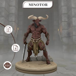 Minotaur Labyrinth Monster Statue – Greek Mythology Warrior Sculpture (STL File)