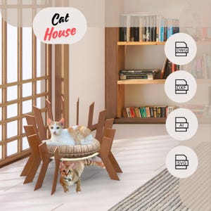 wooden laser cut  digital download cat house svg,dwg,dxf,ai pet house, home decor, dog house , cat furniture,handmade,indoor cat house