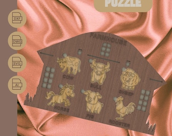 Laser Cut Animal Puzzle – DIY Coloring, CNC Plans (Digital Download)