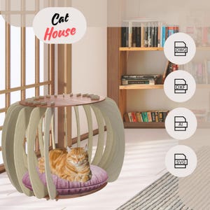 wooden laser cut  digital download cat house svg,dwg,dxf,ai pet house, home decor, dog house , cat furniture,handmade,indoor