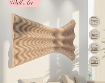 Decoración de pared de madera ondulada, diseño paramétrico (archivos digitales)