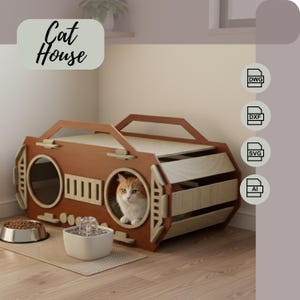 Laser Cut Cat House svg-ai-dwg-dxf: Pet Furniture Plans (Digital Download)