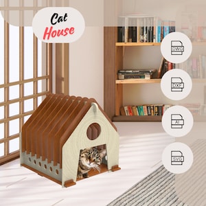 wooden laser cut  digital download cat house svg,dwg,dxf,ai pet house, home decor, dog house , cat furniture,handmade,indoor,vector plan