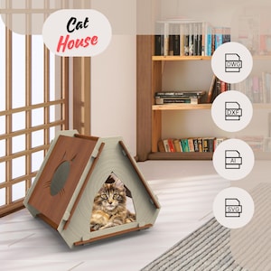 wooden laser cut  digital download cat house svg,dwg,dxf, pet house, home decor, dog house , cat furniture,handmade,indoor, pet carriers