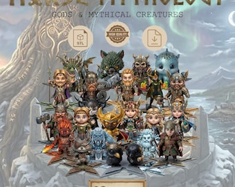 Chibi Norse Mythology STL Bundle, Viking Gods Monsters Creatures (Digital Download)