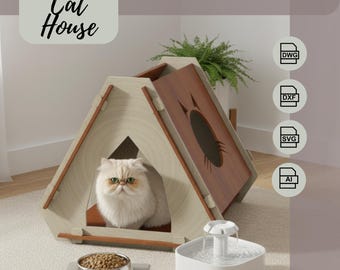 Laser Cut Cat House svg-ai-dwg-dxf: Pet Furniture Plans (Digital Download)