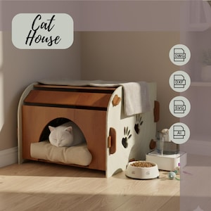 Laser Cut Cat House svg-ai-dwg-dxf: Pet Furniture Plans (Digital Download)