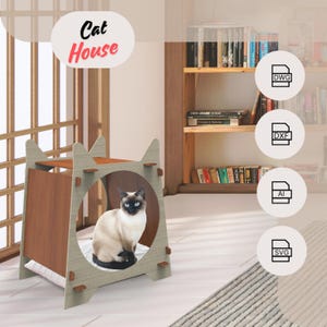 wooden laser cut  digital download cat house svg,dwg,dxf,ai pet house, home decor, dog house , cat furniture,handmade,indoor